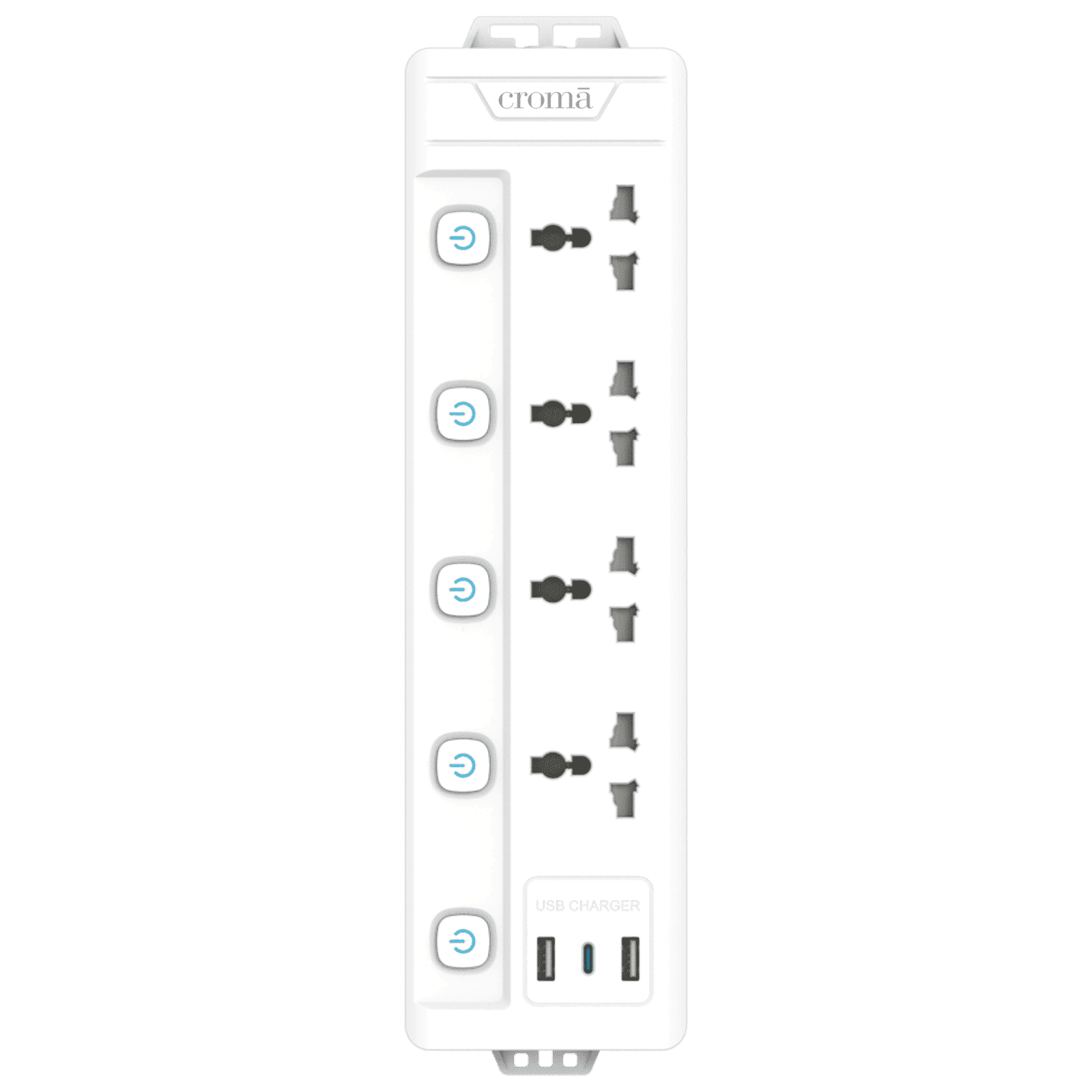 Croma 6 Amps 4 Sockets Surge Protector with Individual Switch (2 Meters, Child Safety Shutters, CRSP4WYSPA266202, White) Croma 6 Amps 4 Sockets Surge Protector with Individual Switch (2 Meters, Child Safety Shutters, CRSP4WYSPA266202, White)_2