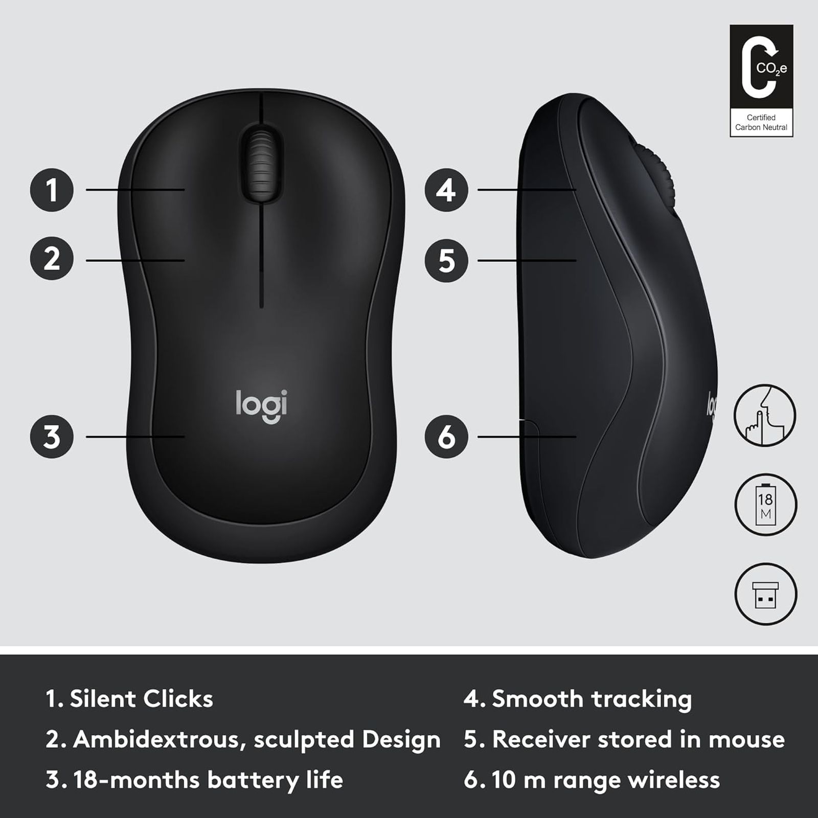 logitech M220 Wireless Optical Mouse with Silent Click Buttons (1000 DPI, Ambidextrous Design, Charcoal Black)_11