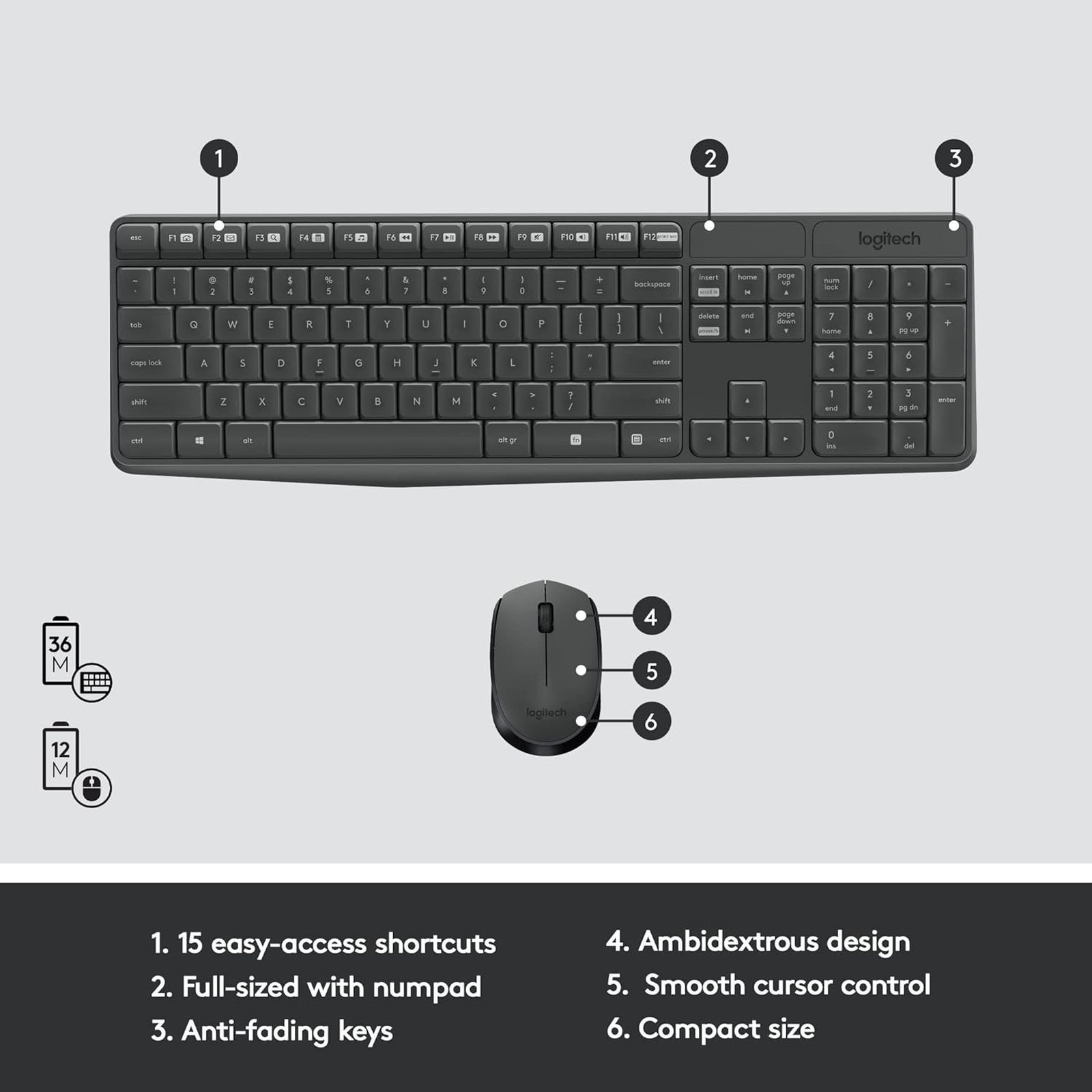 logitech MK235 Wireless Keyboard & Mouse Combo (Spill Resistant, Black)_8