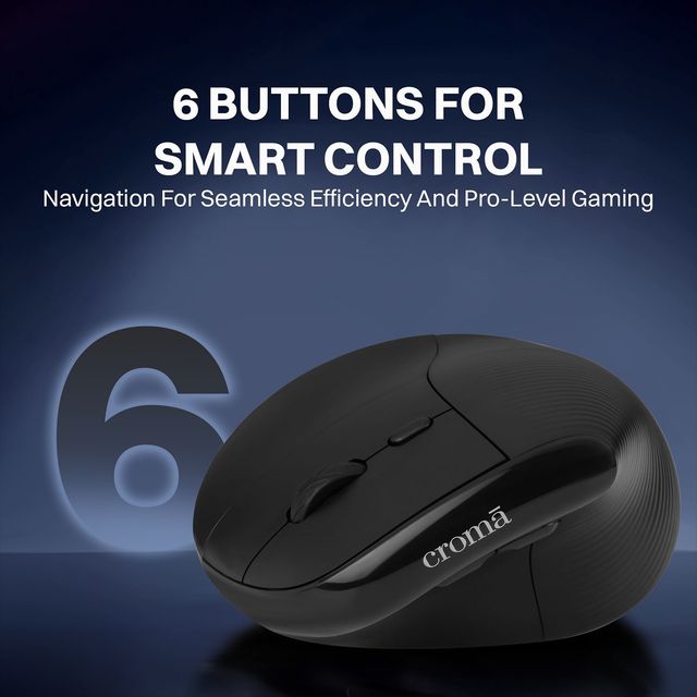 Buy Croma Wireless Mouse with Ergonomics Design (4000 DPI Adjustable, 6 ...