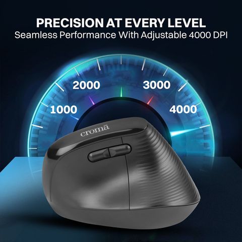 Buy Croma Wireless Mouse with Ergonomics Design (4000 DPI Adjustable, 6 ...