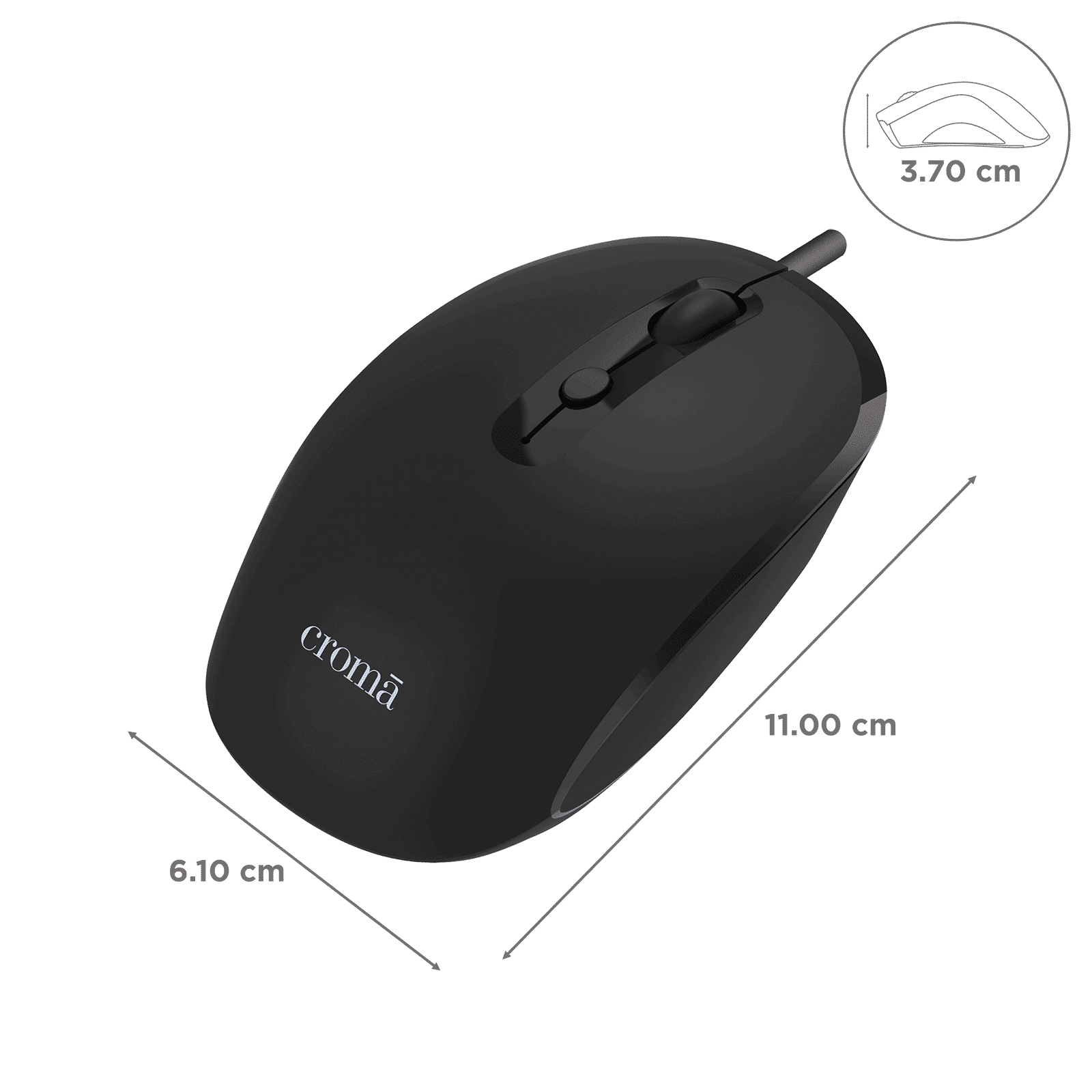 Croma Wired Optical Mouse with 4 Buttons (2400 DPI Adjustable, Ambidextrous Design, Black)_3