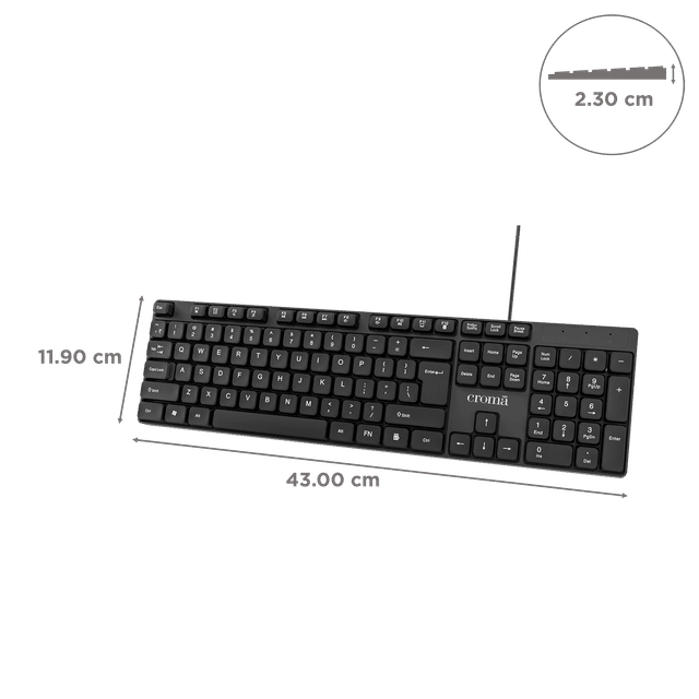 Buy Croma Wired Keyboard with Multimedia Shortcuts (Robust & Compact ...