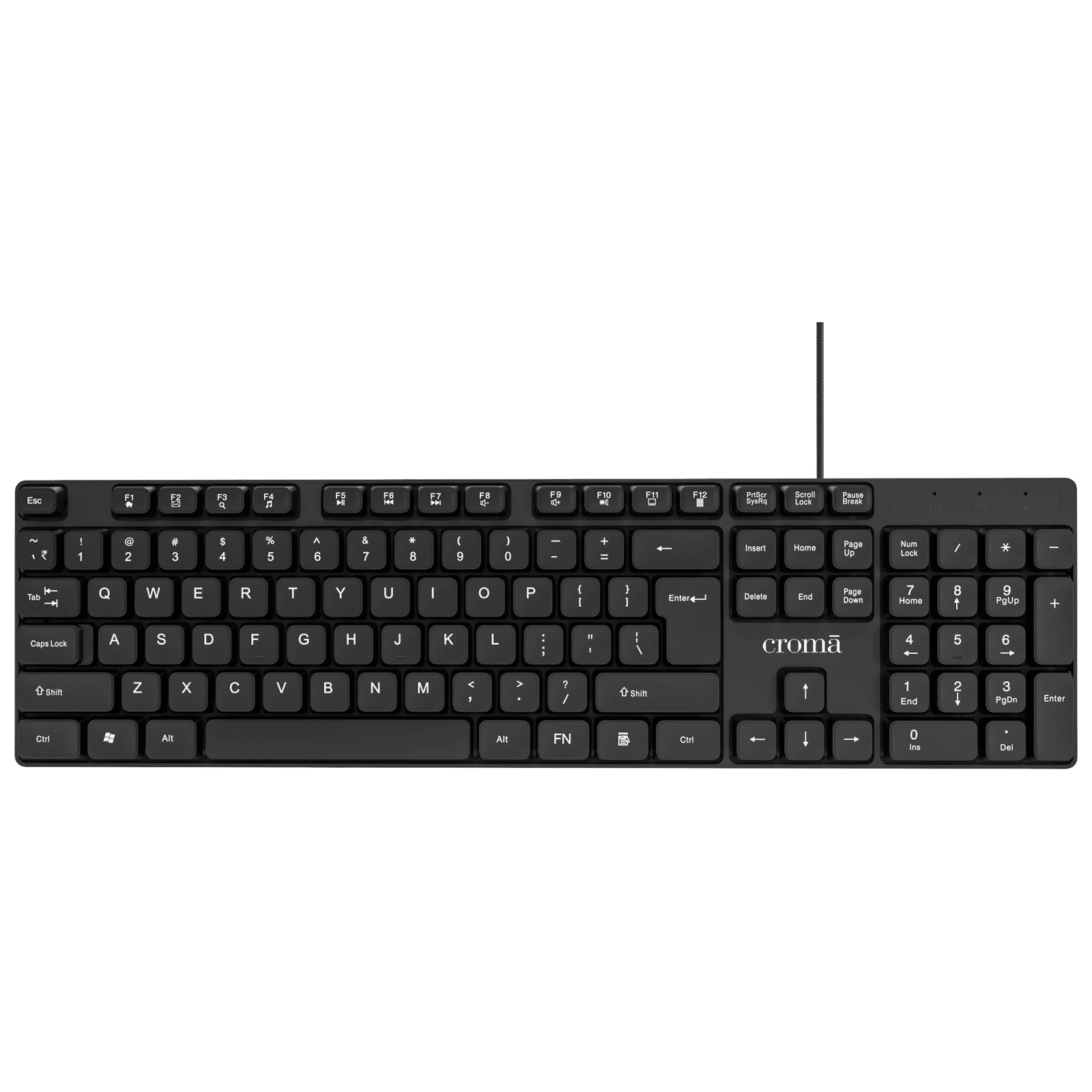 Croma Wired Keyboard with Multimedia Shortcuts (Robust & Compact, Black)_1