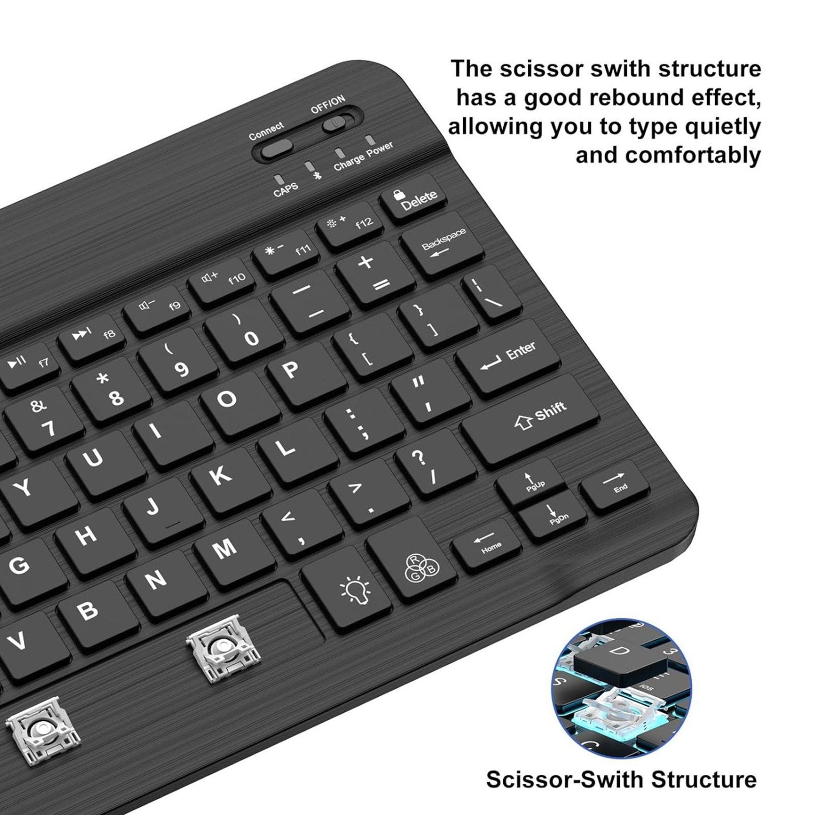 Candytech KEYBEE Bluetooth Keyboard for 10 Inch Tablets (ABS Material with 78 Keys, Black)_8