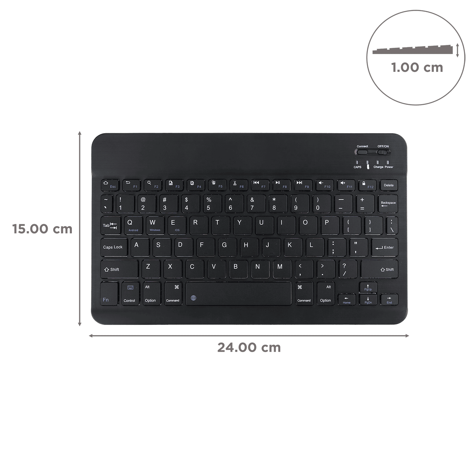 Candytech KEYBEE Bluetooth Keyboard for 10 Inch Tablets (ABS Material with 78 Keys, Black)_3