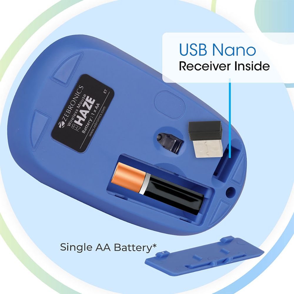 Zebronics Zeb-Haze 2.4GHz Wireless Optical Mouse with 1 Million Click Cycles (1200 DPI Adjustable, Power Saving Mode, Blue) Zebronics Zeb-Haze 2.4GHz Wireless Optical Mouse with 1 Million Click Cycles (1200 DPI Adjustable, Power Saving Mode, Blue)_4