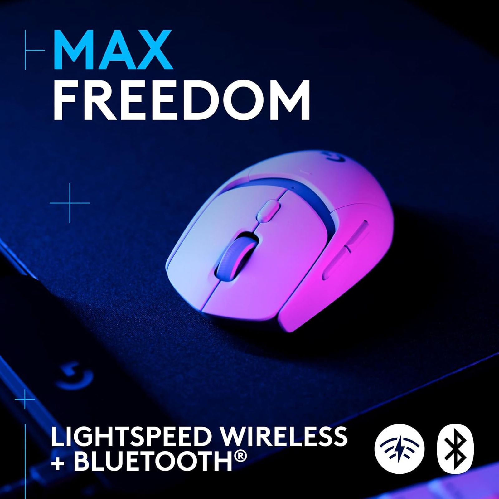 logitech G309 Lightspeed Rechargeable Wireless Optical Mouse with Hybrid Mechanical Switches (25600 DPI Adjustable, Hero 25K Sensor, White)_9