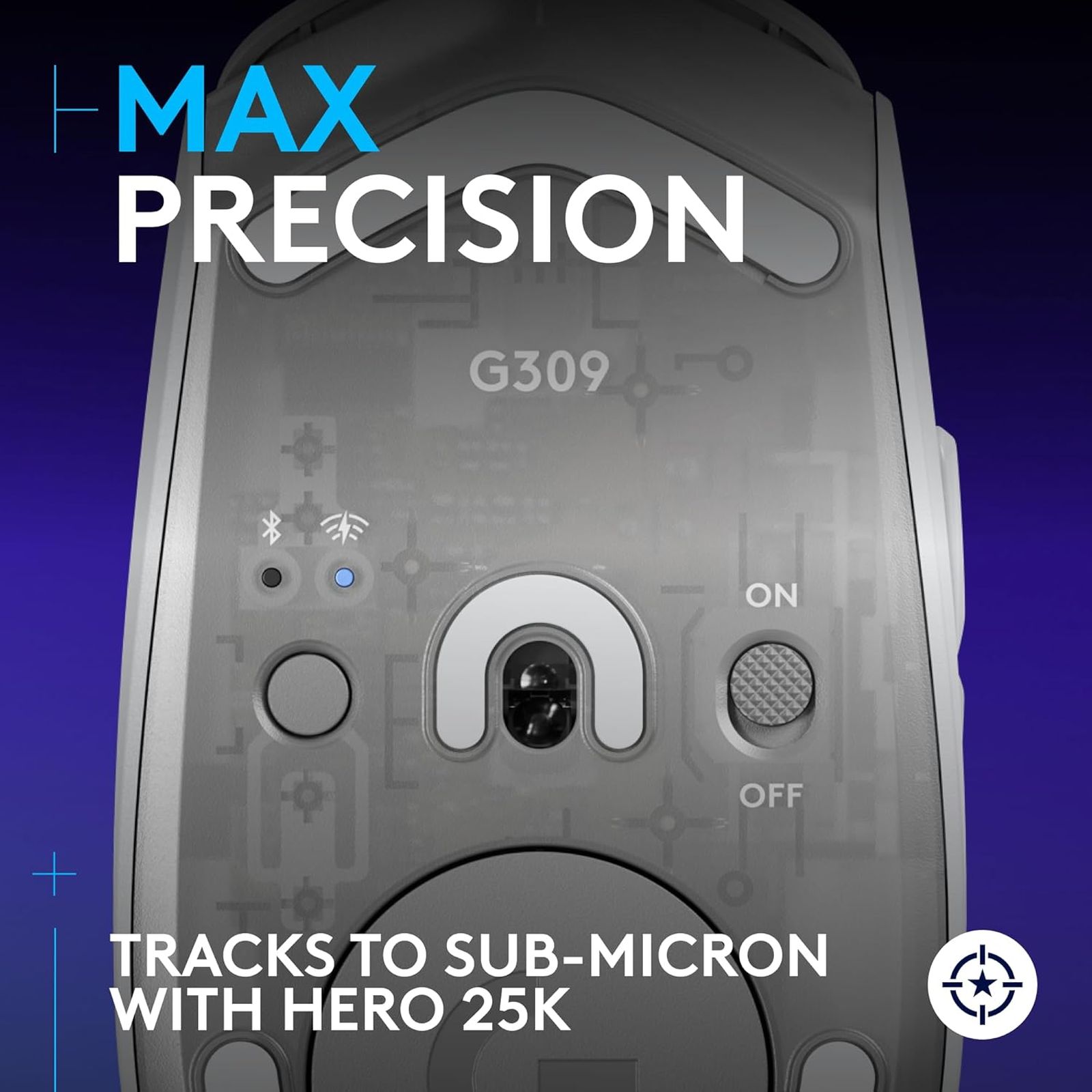 logitech G309 Lightspeed Rechargeable Wireless Optical Mouse with Hybrid Mechanical Switches (25600 DPI Adjustable, Hero 25K Sensor, White)_12