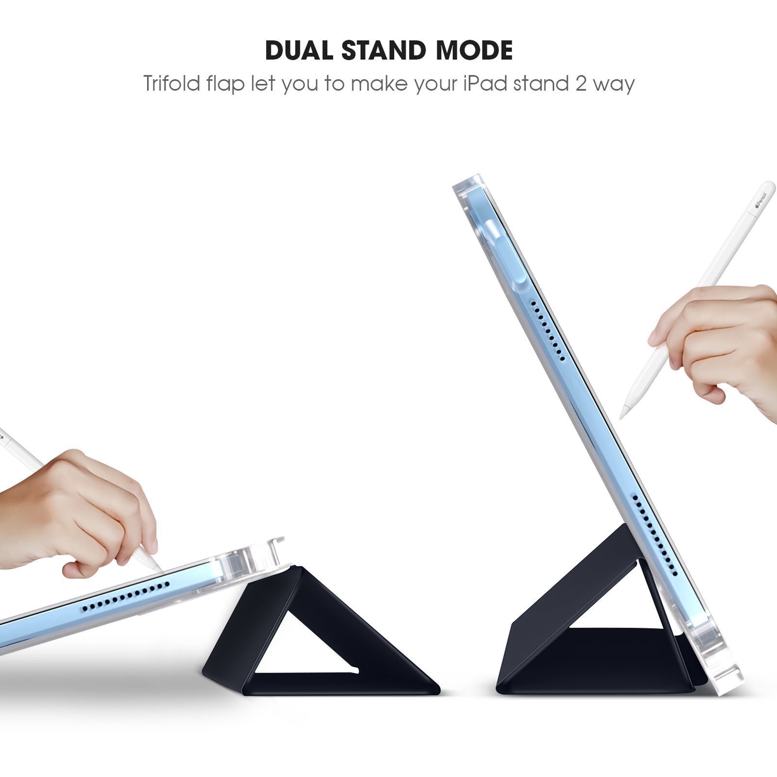 Croma Full Case Cover for Apple iPad Air 11 Inch (Smart Three-fold Design, Black)_4