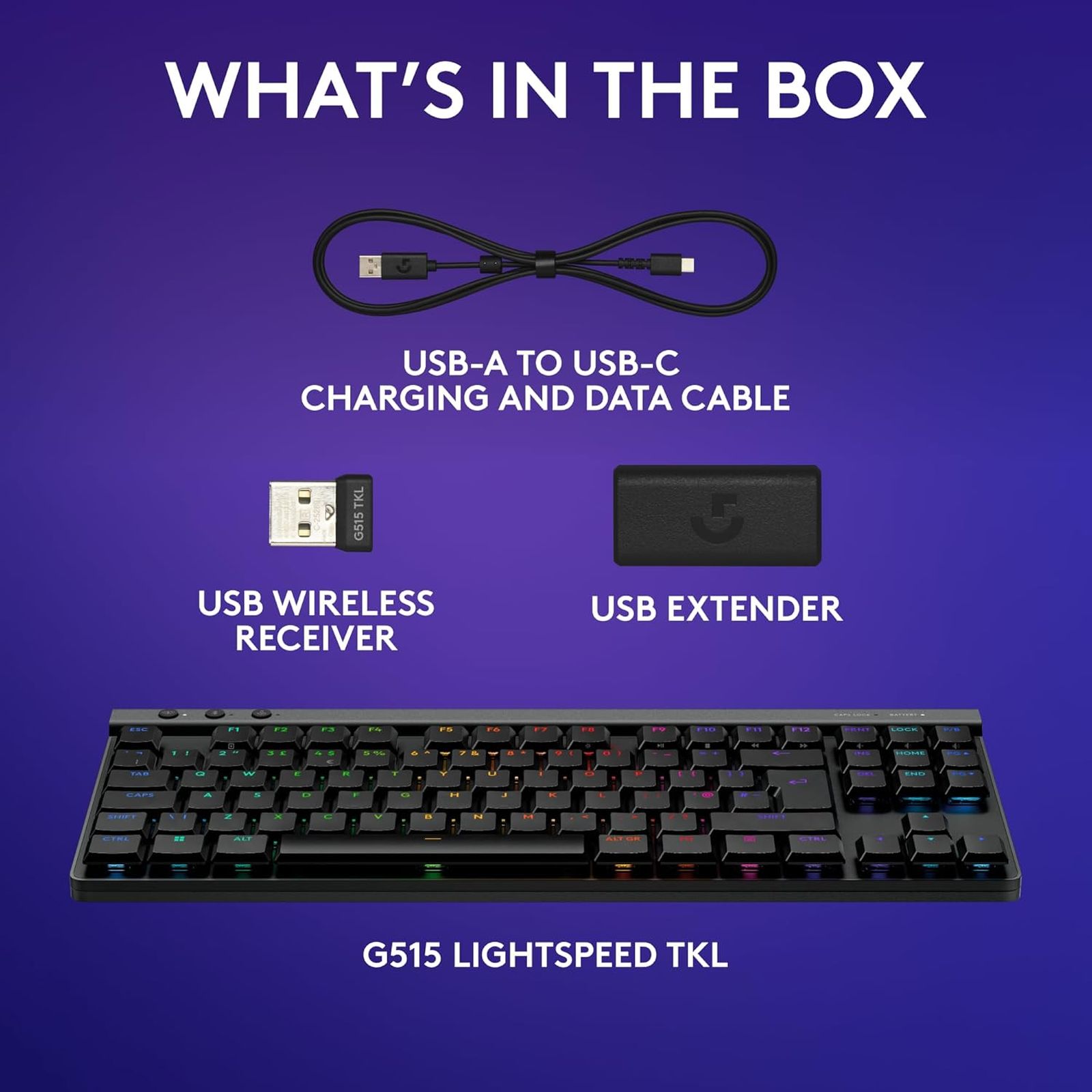 logitech G515 Lightspeed TKL Rechargeable Bluetooth Wireless Gaming Keyboard with Thin Tenkeyless Design (PBT Keycaps, Black)_7