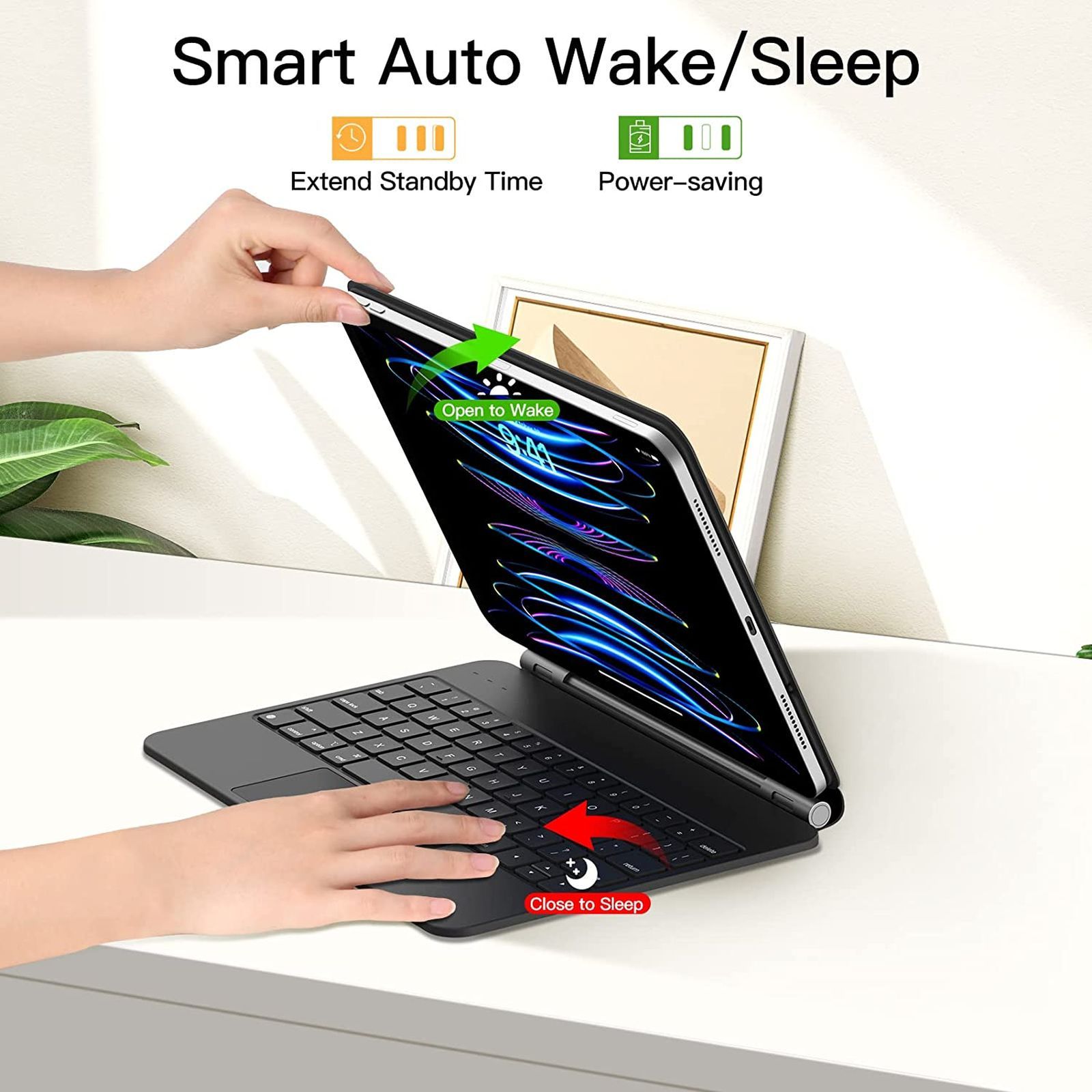 Croma Magic Bluetooth Keyboard Case for iPad Air 10.9 Inch (5th Gen) with 3 Months Battery Life (Backlit Keys, Black)_10