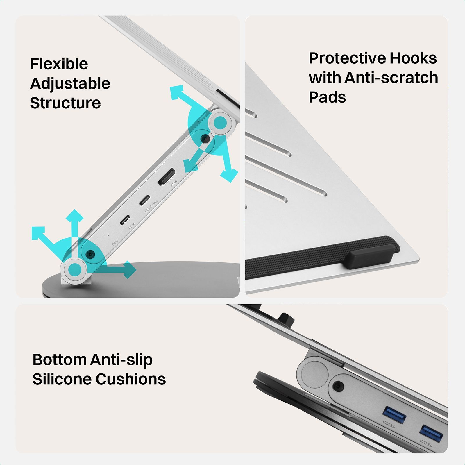 Croma Stand For Laptops Up to 15.6 Inch (Built-in Type-C hub, Silver) Croma Stand For Laptops Up to 15.6 Inch (Built-in Type-C hub, Silver)_11