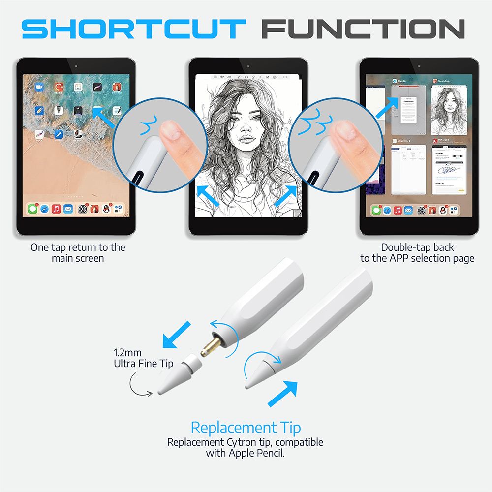 Cytron Stylo Stylus For iPad (Dual Charging Wireless, WL01C, White)_6