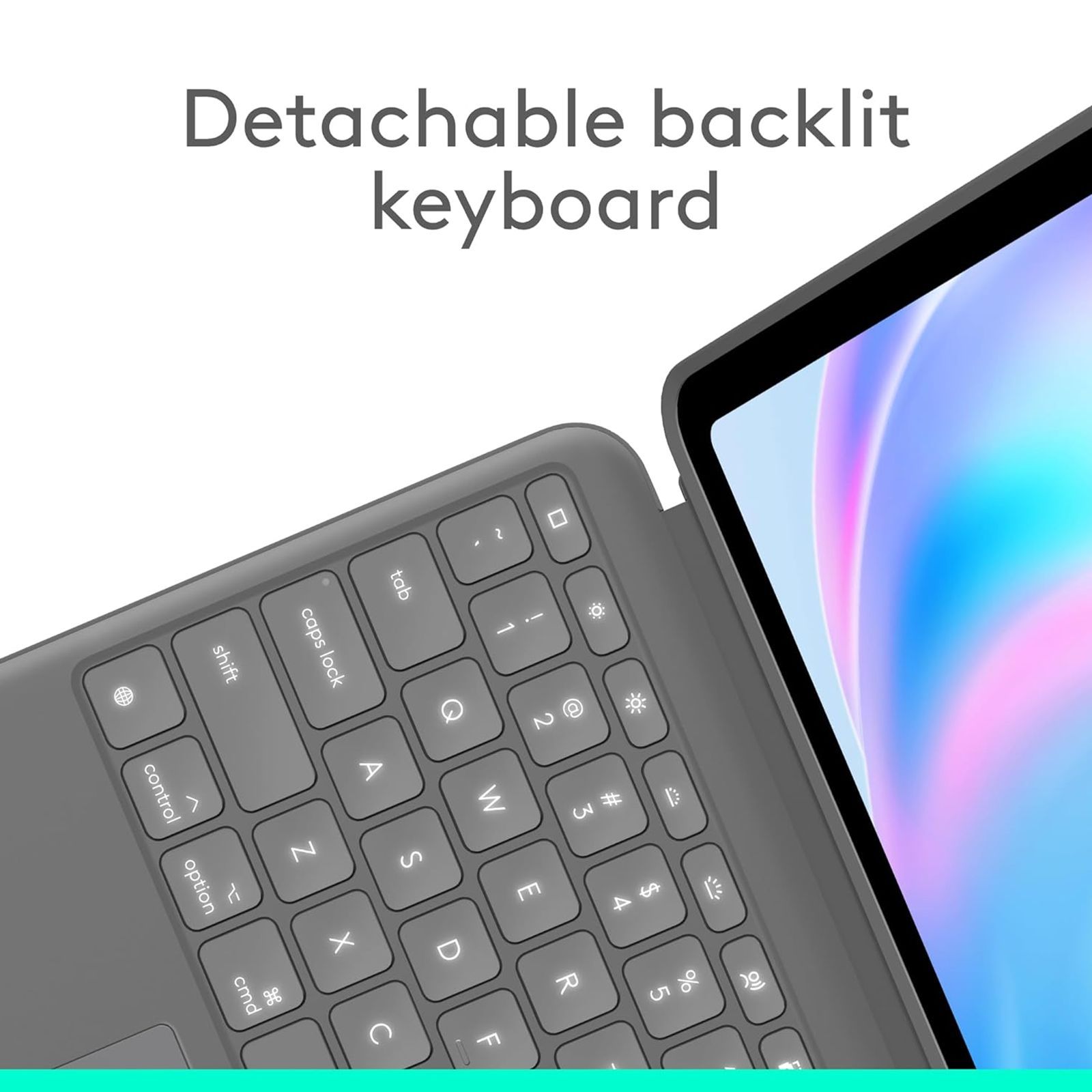 logitech Combo Touch Detachable Keyboard for Apple iPad Air 13 Inch Tablets with Touchpad (Flexible Kickstand, Oxford Grey)_4