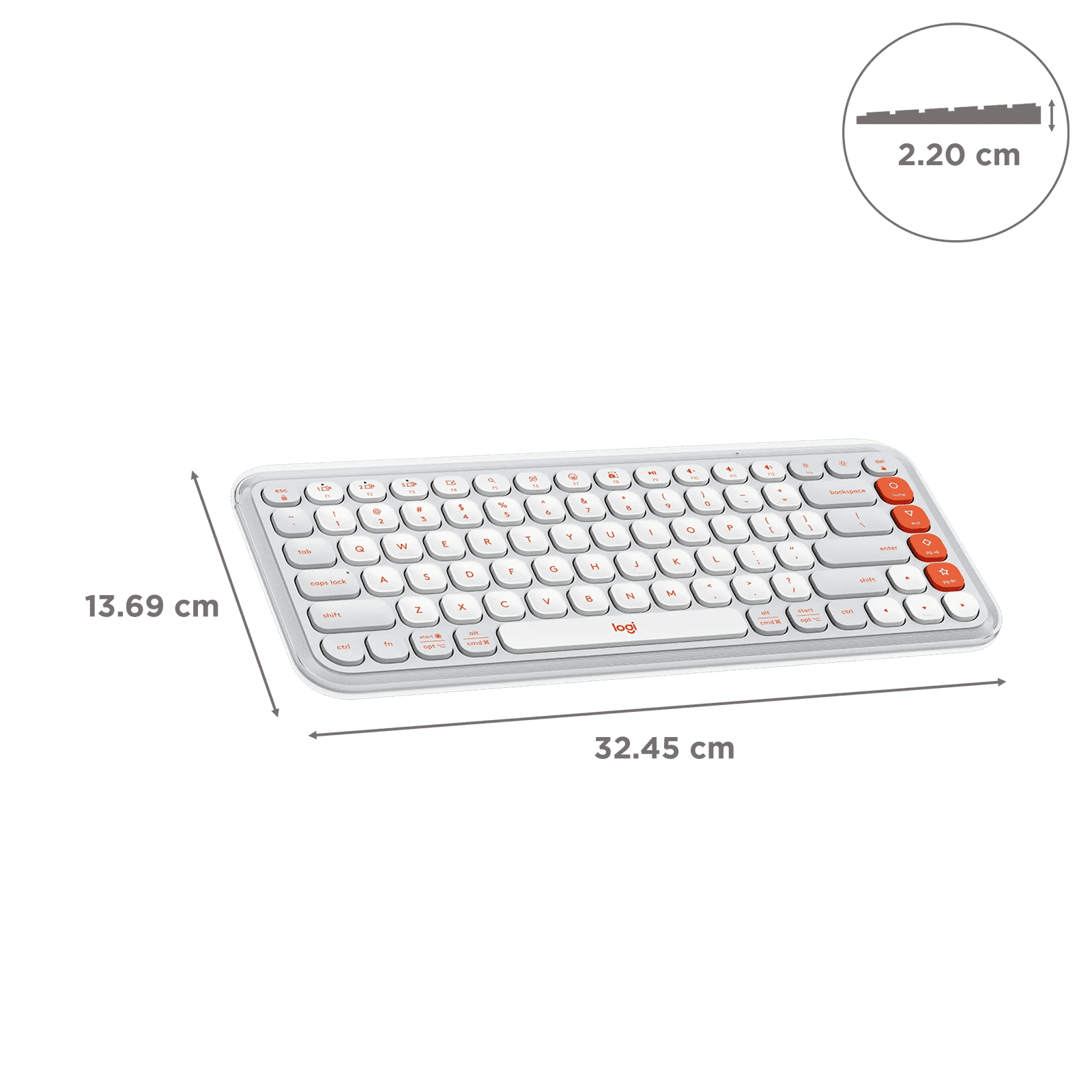 logitech POP Icon Keys Bluetooth Wireless Keyboard with Customizable Action Keys (Easy Switch Keys, Off White and Orange)_2