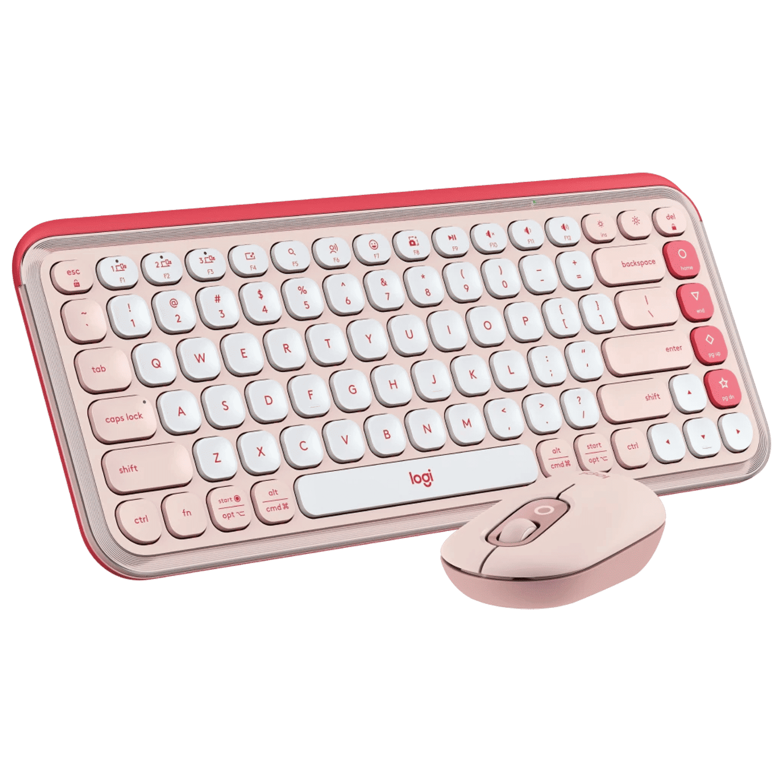 logitech POP Icon Wireless Keyboard & Mouse Combo (400DPI, Made with Recycled Plastic, Rose and Off White)_2