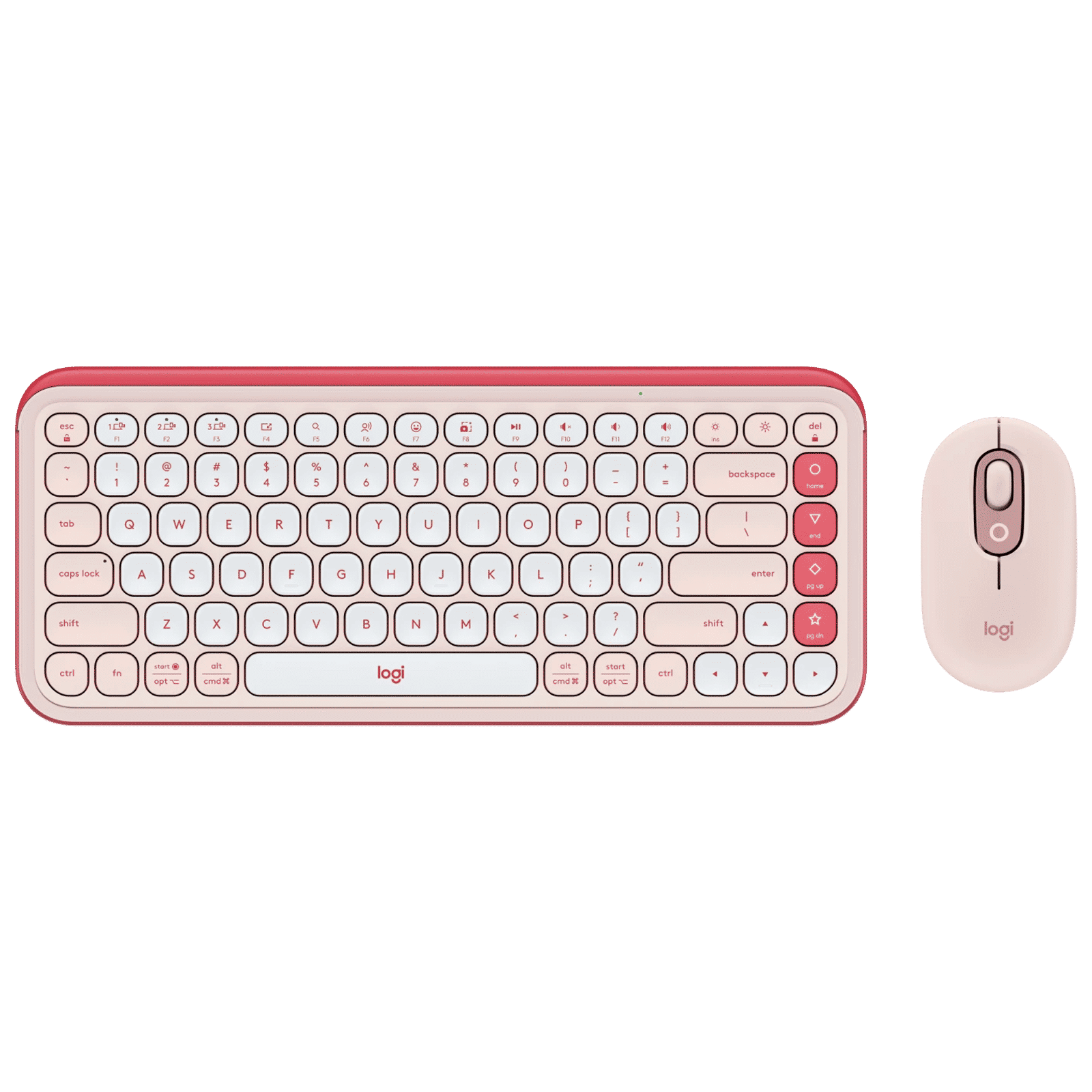 logitech POP Icon Wireless Keyboard & Mouse Combo (400DPI, Made with Recycled Plastic, Rose and Off White)_1
