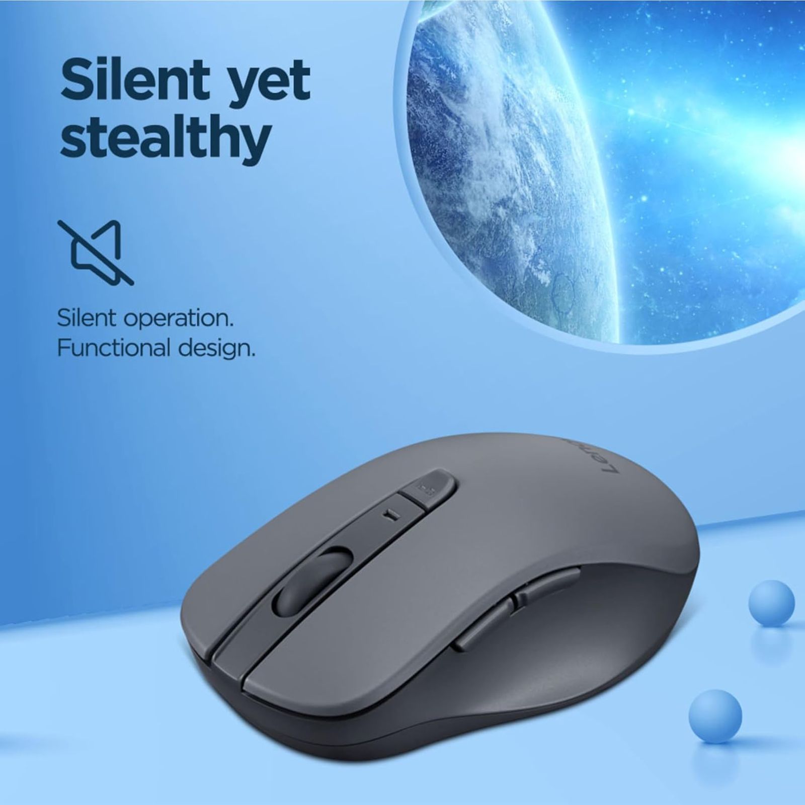 Lenovo WL310 Bluetooth 5.0 Wireless Optical Performance Mouse with 2 Way Scroll Wheel (1600 DPI Adjustable, DPI LED Indicator, Grey)_9