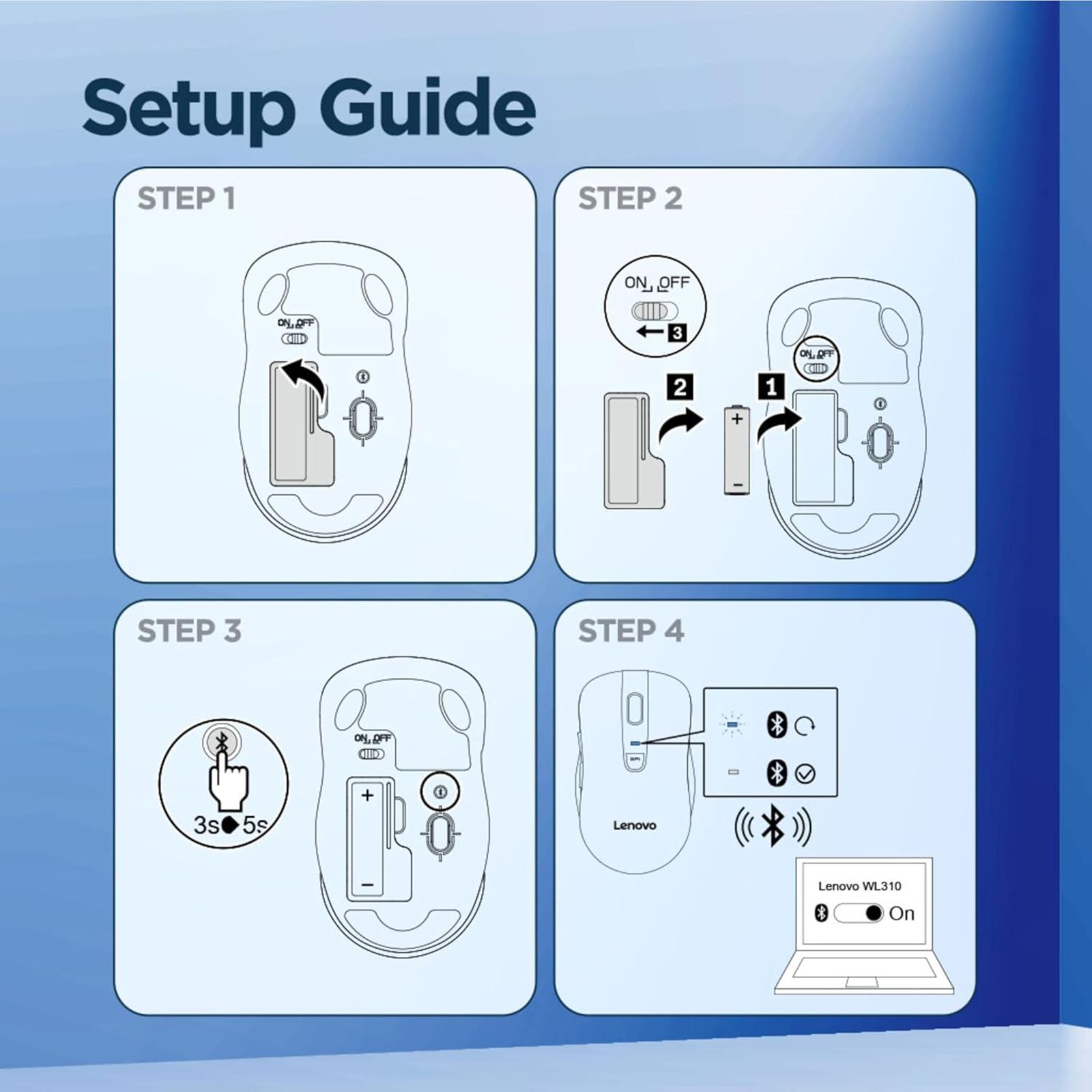Lenovo WL310 Bluetooth 5.0 Wireless Optical Performance Mouse with 2 Way Scroll Wheel (1600 DPI Adjustable, DPI LED Indicator, Grey)_11