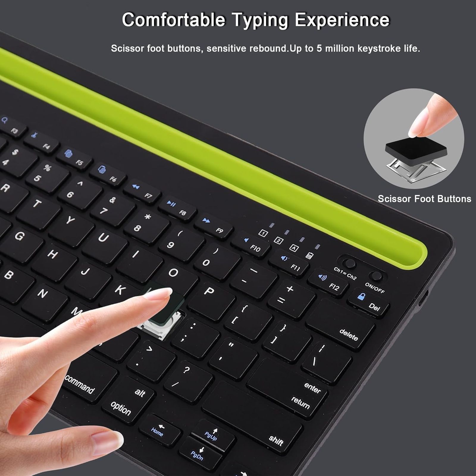 Candytech Hydra Pad Bluetooth Keyboard for Tablets with Type C Charging (Compact Size, Black)_7