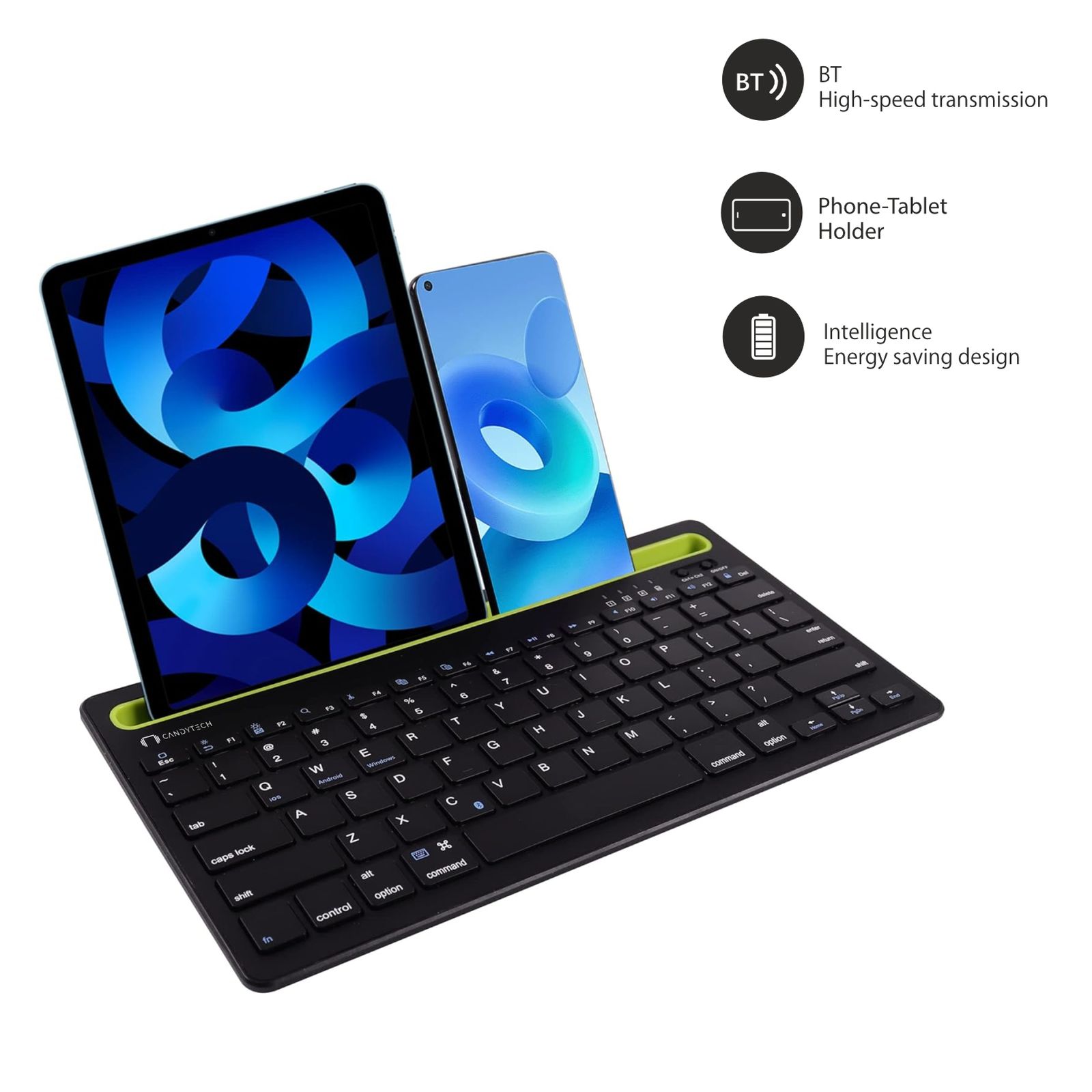 Candytech Hydra Pad Bluetooth Keyboard for Tablets with Type C Charging (Compact Size, Black)_4