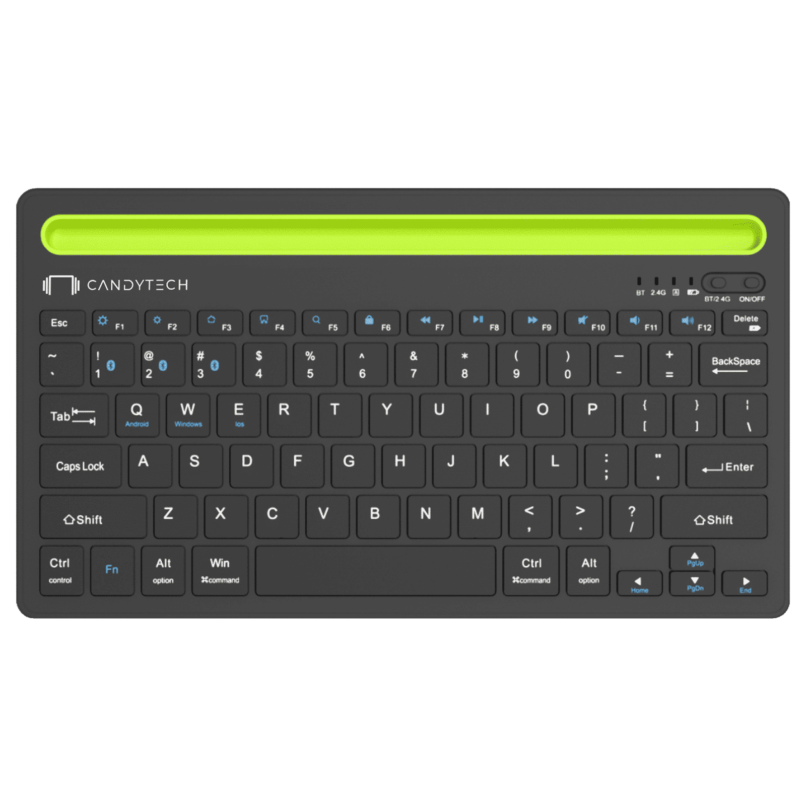 Candytech Hydra Pad Bluetooth Keyboard for Tablets with Type C Charging (Compact Size, Black)_1