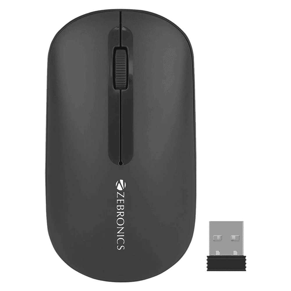 ZEBRONICS Zeb-Pulse Wireless Optical Mouse (1200 DPI, Dual Connectivity, Black) ZEBRONICS Zeb-Pulse Wireless Optical Mouse (1200 DPI, Dual Connectivity, Black)_1