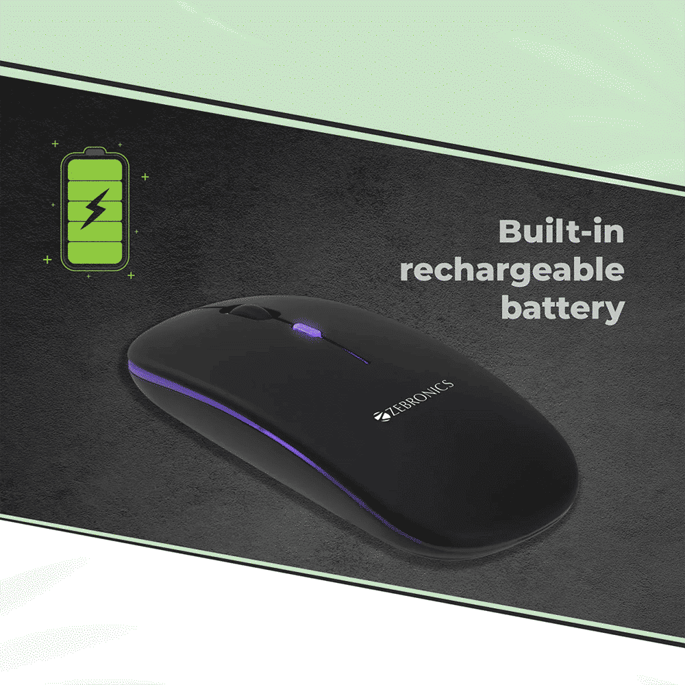 ZEBRONICS Zeb-Blanc Rechargeable Wireless Optical Mouse with Type C Adapter (1600 DPI, Silent Operation, Black)_11
