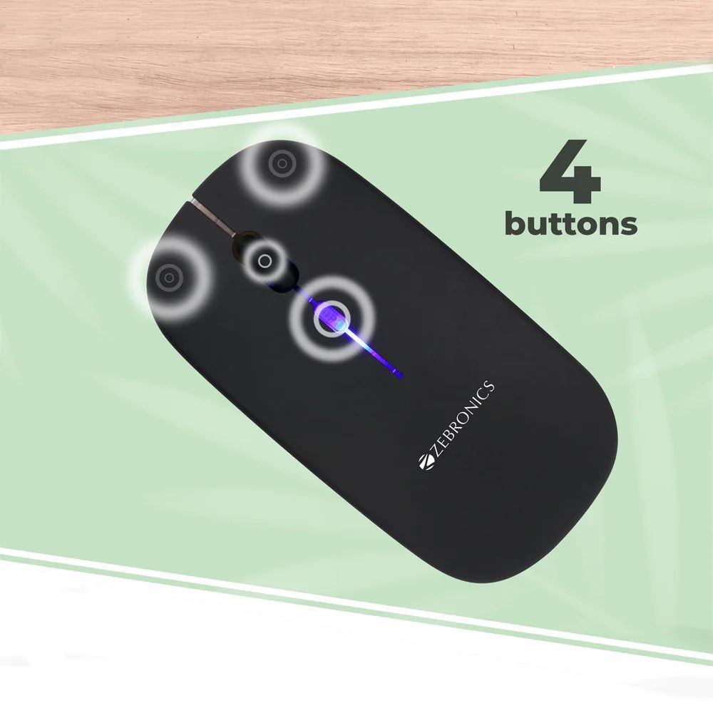 ZEBRONICS Zeb-Blanc Rechargeable Wireless Optical Mouse with Type C Adapter (1600 DPI, Silent Operation, Black)_4