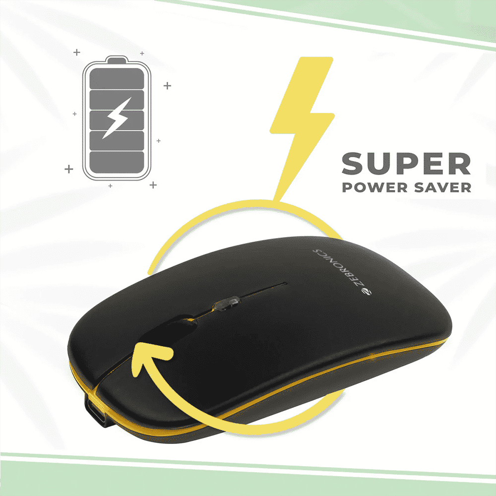 ZEBRONICS Zeb-Blanc Rechargeable Wireless Optical Mouse with Type C Adapter (1600 DPI, Silent Operation, Black)_5