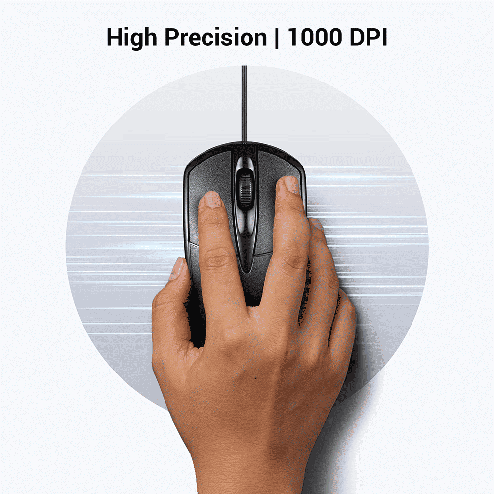 ZEBRONICS Zeb-Byte Wired Optical Mouse (1000 DPI, Ergonomic Design, Black)_7