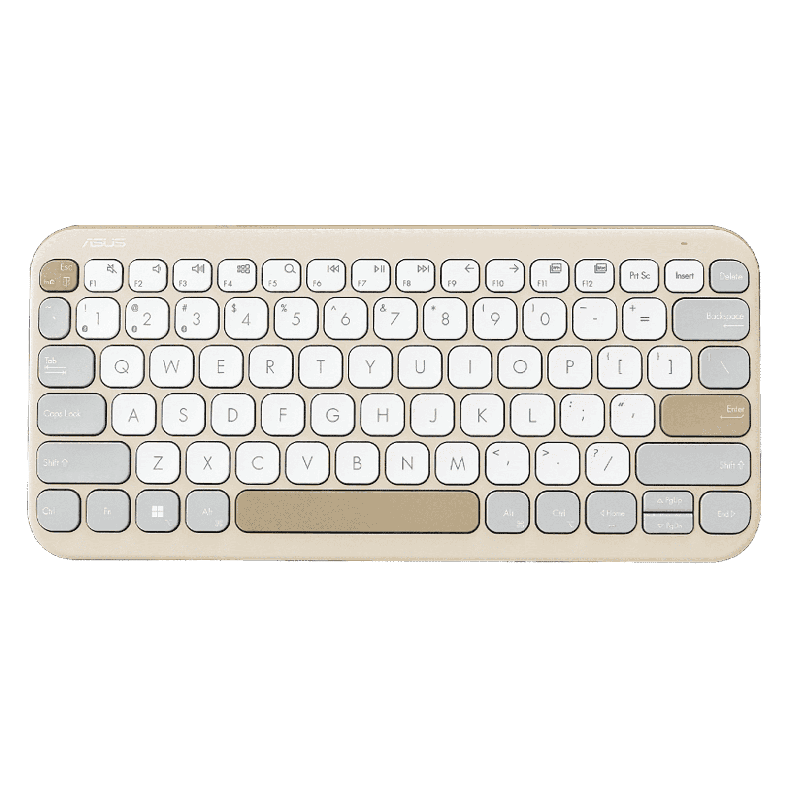 ASUS Marshmallow KW100-OM Bluetooth 5.0 Wireless Keyboard with Up to 3 Devices Connectivity (1.6mm Travel Distance, Oat Milk)_1