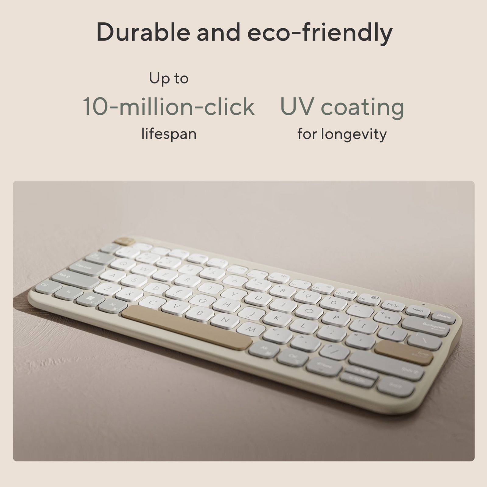 ASUS Marshmallow KW100-OM Bluetooth 5.0 Wireless Keyboard with Up to 3 Devices Connectivity (1.6mm Travel Distance, Oat Milk)_12