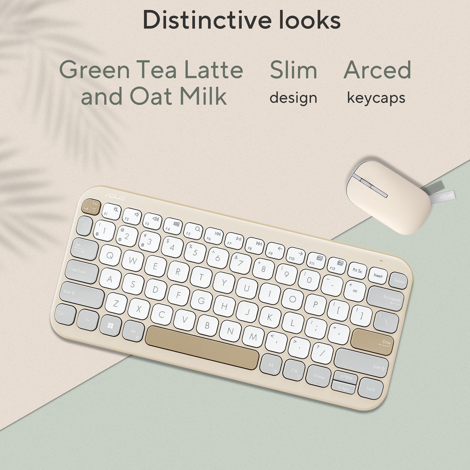 ASUS Marshmallow KW100-OM Bluetooth 5.0 Wireless Keyboard with Up to 3 Devices Connectivity (1.6mm Travel Distance, Oat Milk)_7
