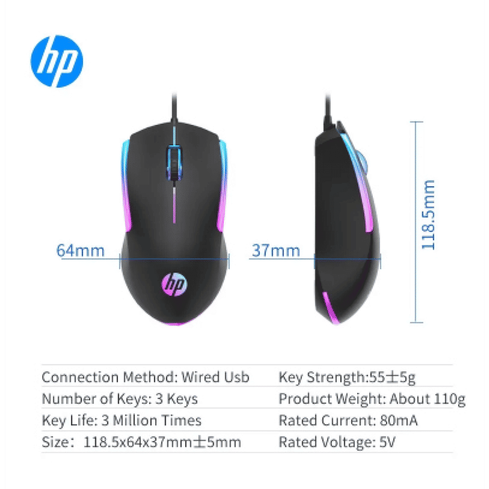 HP M160 Wired Gaming Mouse with LED Backlight (1600 DPI Adjustable, Ergonomic Design, Black) HP M160 Wired Gaming Mouse with LED Backlight (1600 DPI Adjustable, Ergonomic Design, Black)_5
