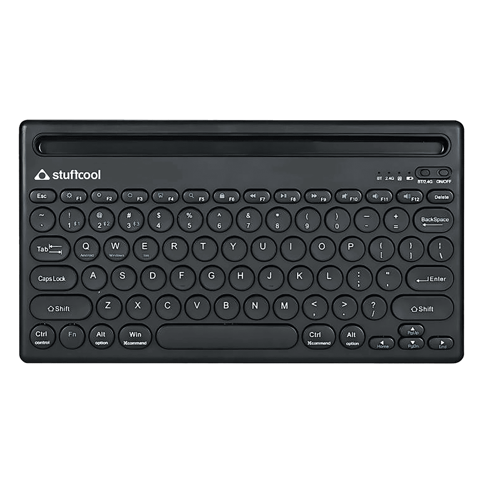 stuffcool BK-720 Rechargeable Bluetooth Wireless Keyboard with LED Indicator (Multi Device Connection, Black) stuffcool BK-720 Rechargeable Bluetooth Wireless Keyboard with LED Indicator (Multi Device Connection, Black)_1