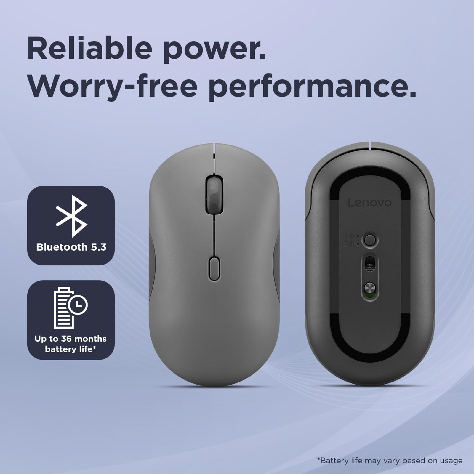 Lenovo 350 Silent Bluetooth 5.3 Wireless Optical Performance Mouse with Customizable Buttons (2400 DPI Adjustable, Full-size Ambidextrous Ergonomic, Luna Grey)_8