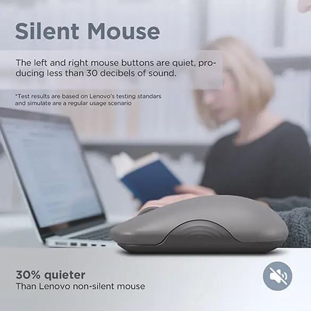 Lenovo 350 Silent Bluetooth 5.3 Wireless Optical Performance Mouse with Customizable Buttons (2400 DPI Adjustable, Full-size Ambidextrous Ergonomic, Luna Grey)_14