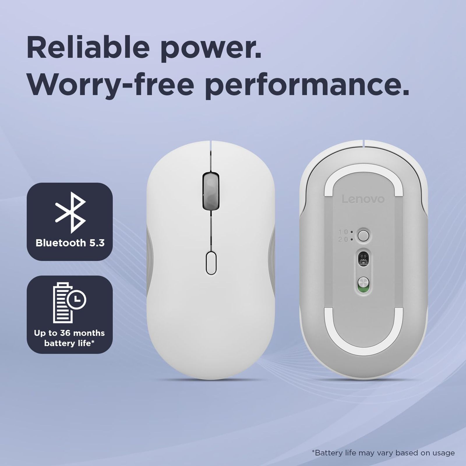 Lenovo 350 Silent Bluetooth 5.3 Wireless Optical Performance Mouse with Customizable Buttons (2400 DPI Adjustable, Full-size Ambidextrous Ergonomic, Cloud Grey)_11