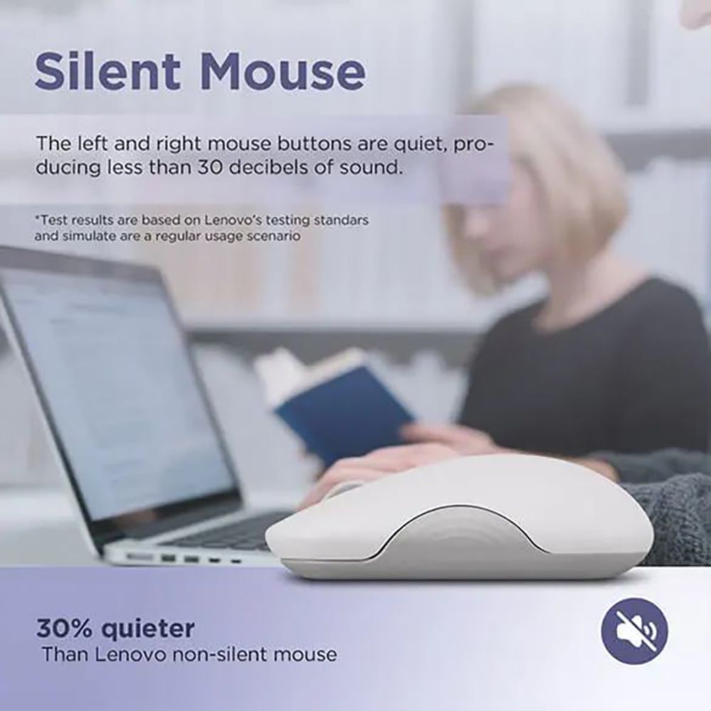 Lenovo 350 Silent Bluetooth 5.3 Wireless Optical Performance Mouse with Customizable Buttons (2400 DPI Adjustable, Full-size Ambidextrous Ergonomic, Cloud Grey)_13