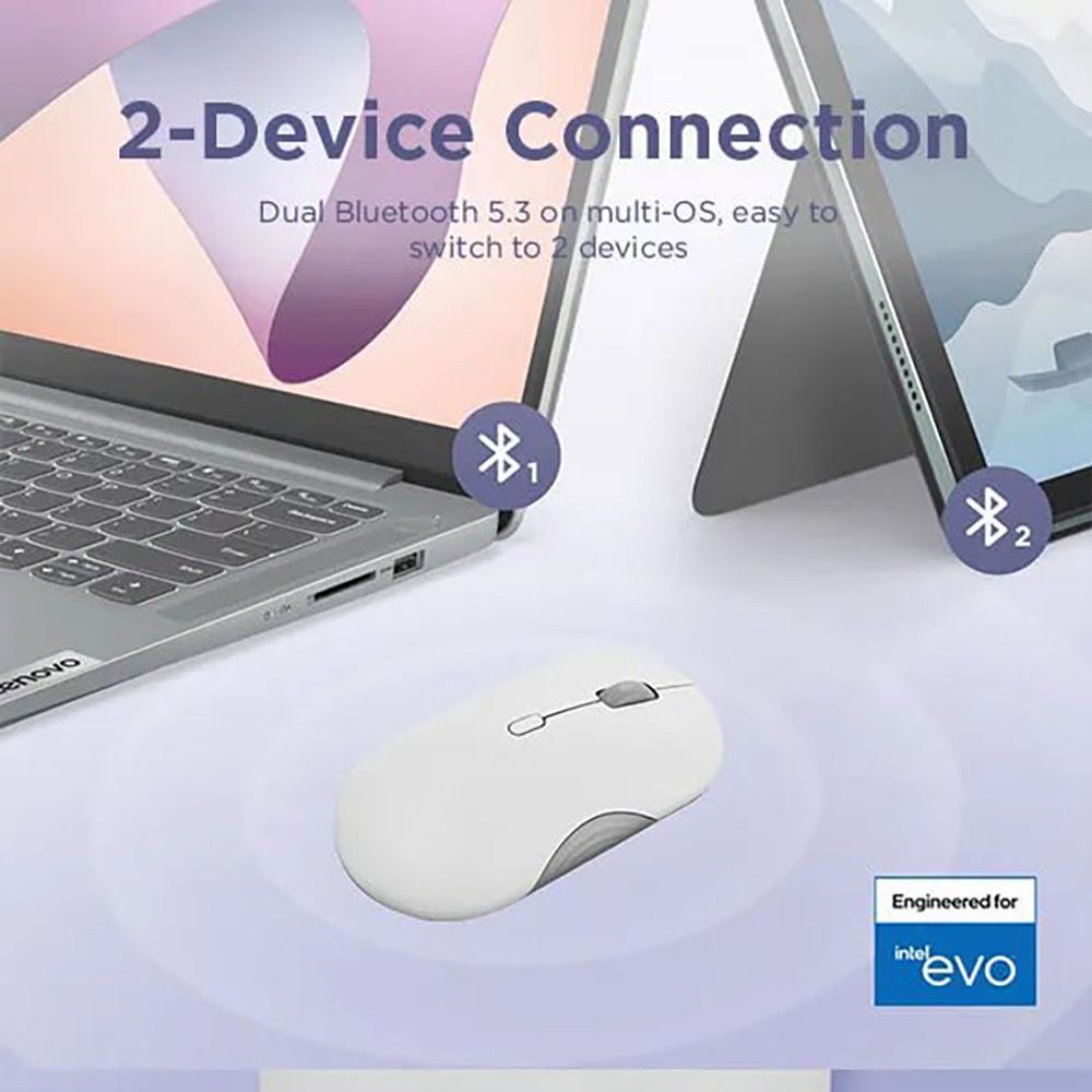 Lenovo 350 Silent Bluetooth 5.3 Wireless Optical Performance Mouse with Customizable Buttons (2400 DPI Adjustable, Full-size Ambidextrous Ergonomic, Cloud Grey)_16