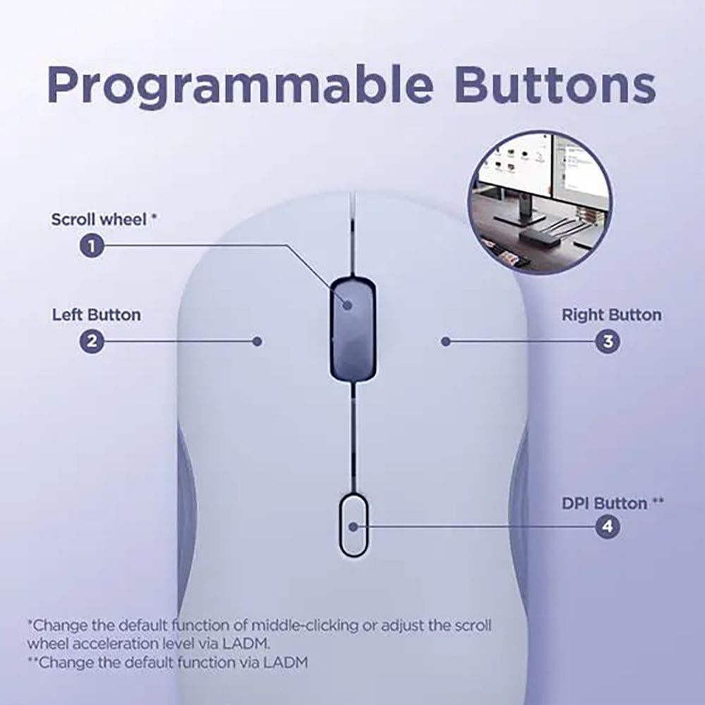 Lenovo 350 Silent Bluetooth 5.3 Wireless Optical Performance Mouse with Customizable Buttons (2400 DPI Adjustable, Full-size Ambidextrous Ergonomic, Meta Grape)_15