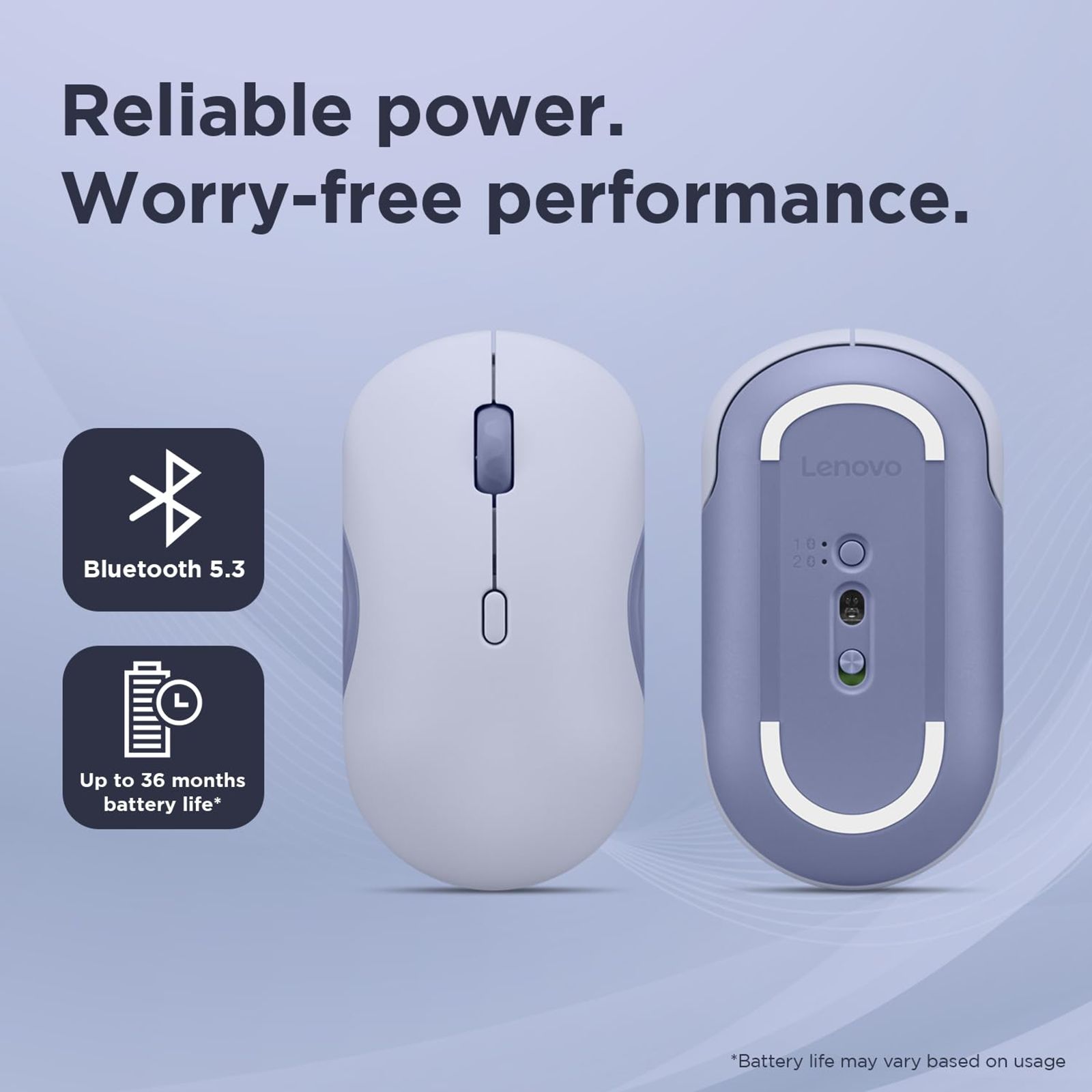 Lenovo 350 Silent Bluetooth 5.3 Wireless Optical Performance Mouse with Customizable Buttons (2400 DPI Adjustable, Full-size Ambidextrous Ergonomic, Meta Grape)_6