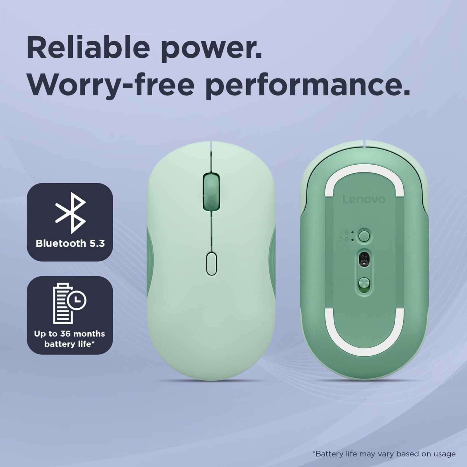 Lenovo 350 Silent Bluetooth 5.3 Wireless Optical Performance Mouse with Customizable Buttons (2400 DPI Adjustable, Full-size Ambidextrous Ergonomic, Breeze Moss)_10
