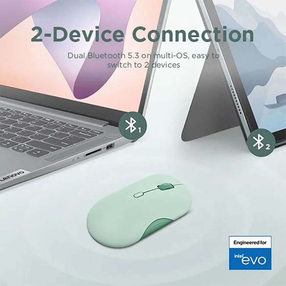 Lenovo 350 Silent Bluetooth 5.3 Wireless Optical Performance Mouse with Customizable Buttons (2400 DPI Adjustable, Full-size Ambidextrous Ergonomic, Breeze Moss)_13