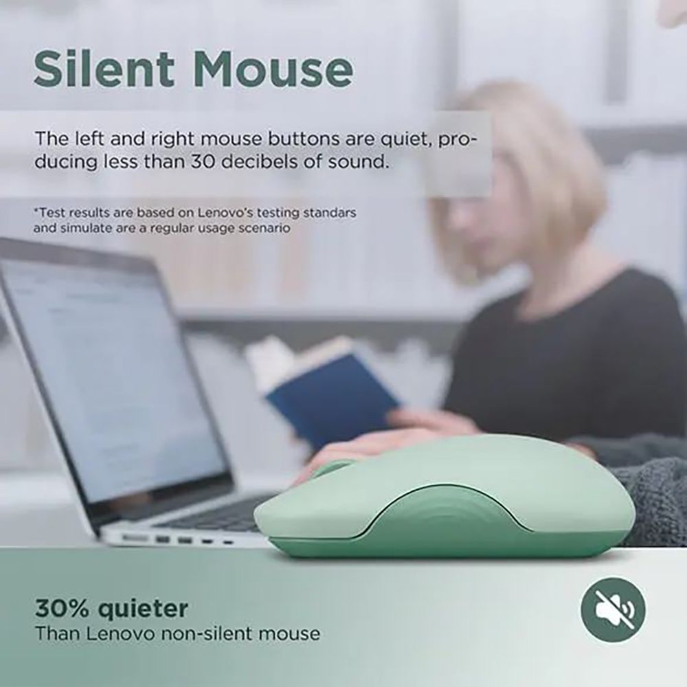 Lenovo 350 Silent Bluetooth 5.3 Wireless Optical Performance Mouse with Customizable Buttons (2400 DPI Adjustable, Full-size Ambidextrous Ergonomic, Breeze Moss)_14
