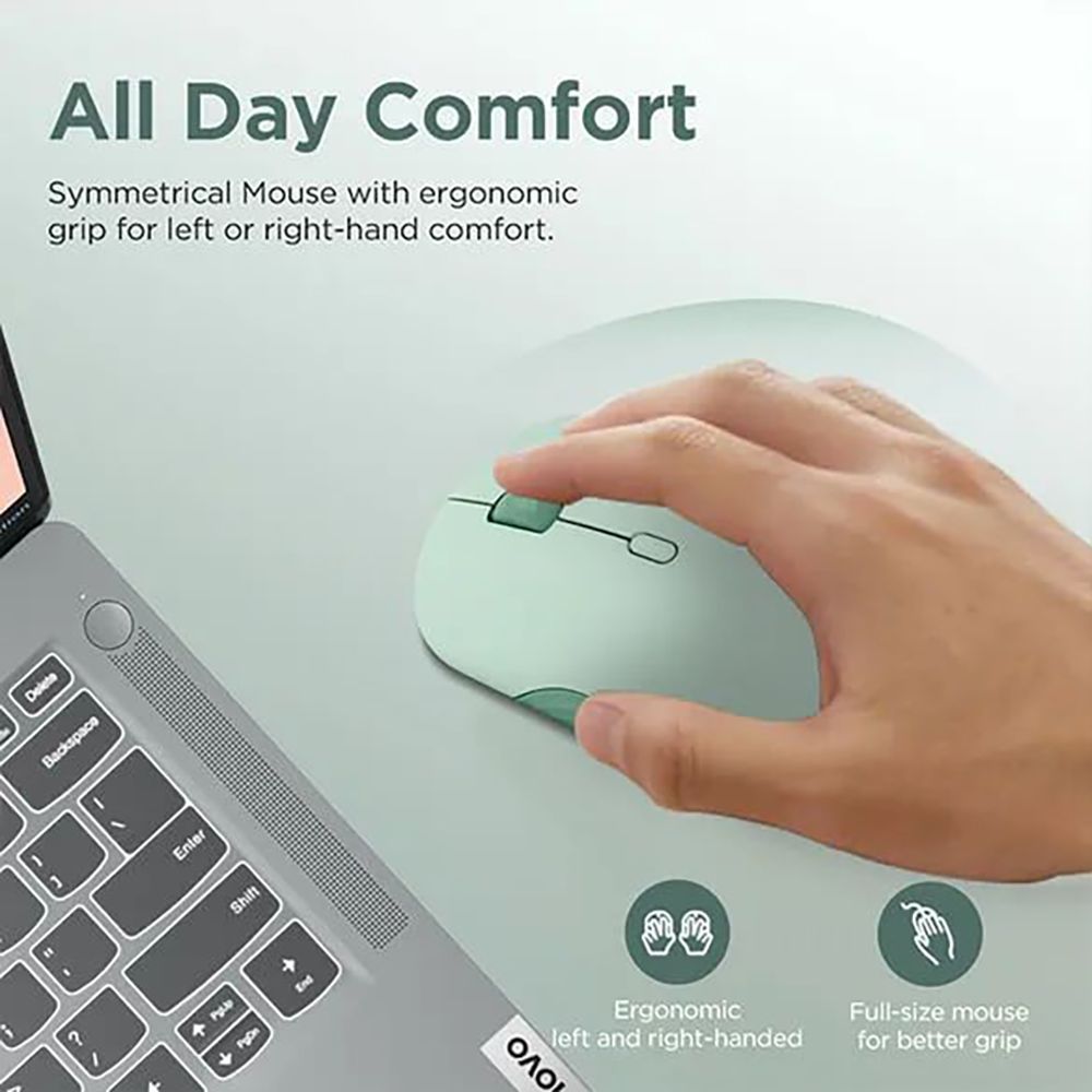 Lenovo 350 Silent Bluetooth 5.3 Wireless Optical Performance Mouse with Customizable Buttons (2400 DPI Adjustable, Full-size Ambidextrous Ergonomic, Breeze Moss)_15