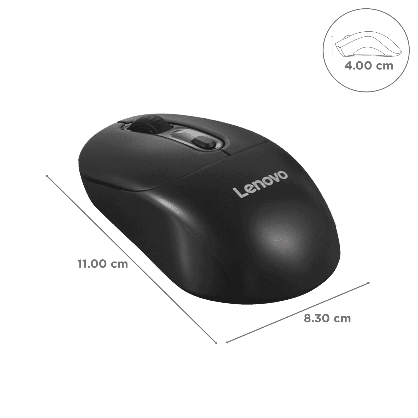 Lenovo 210 USB A 2.4GHz Wireless Optical Mouse (1600 DPI Adjustable, Ambidextrous Design, Black)_3