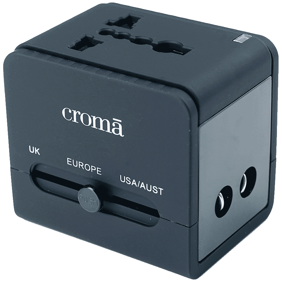 Croma 4 Plugs Universal Travel Adapter (Dual USB Port, CREP0144, Black)_3